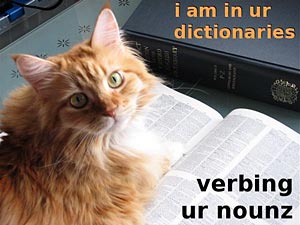 i am in ur dictionaries verbing ur nounz